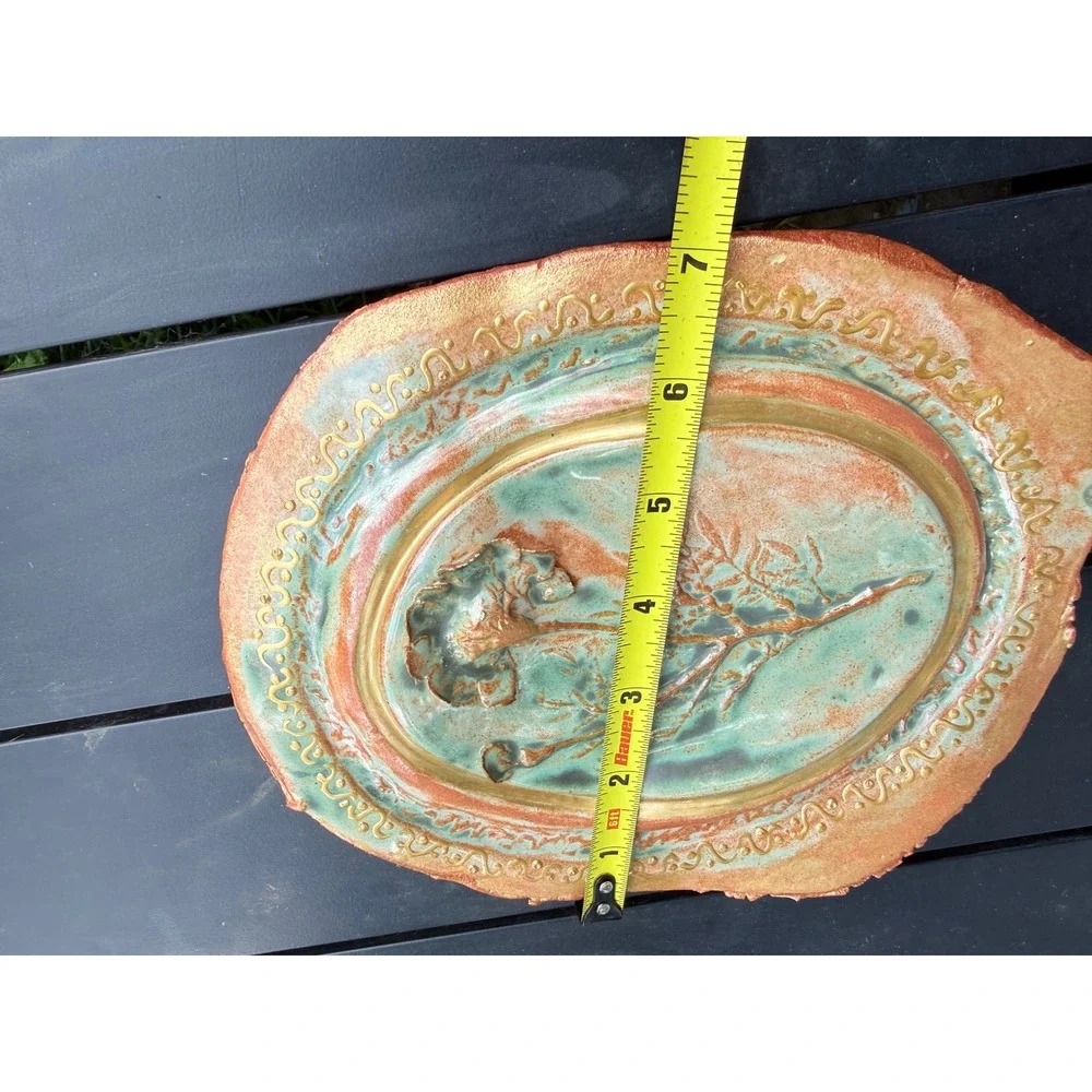 Handmade artisan Ceramic Flower Relief Wall Plaque by Meliha
